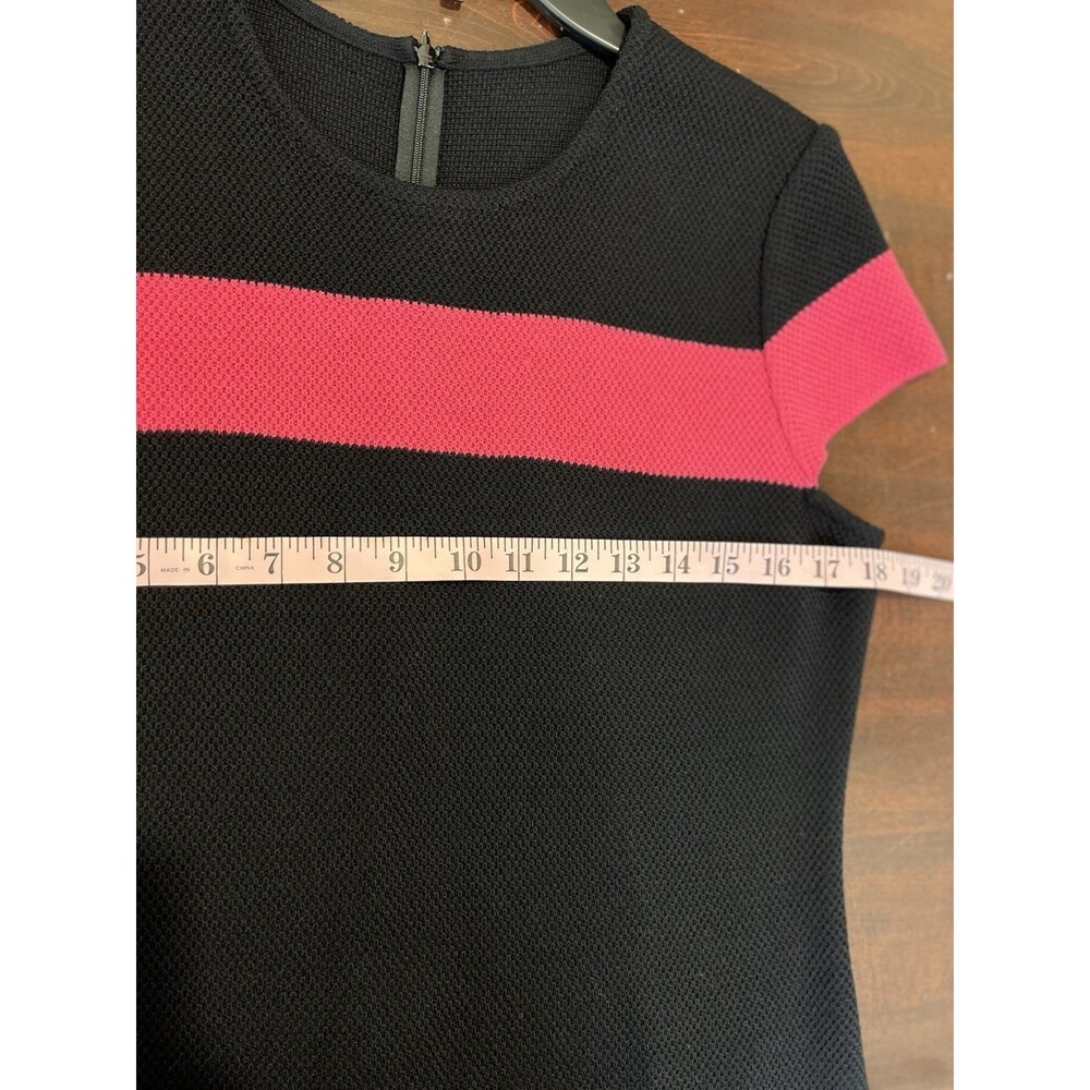 St. John PF13 Black/Pink Color Sz 10 Block Knit Cap Sleeve Sheath Dress - Picture 5 of 14